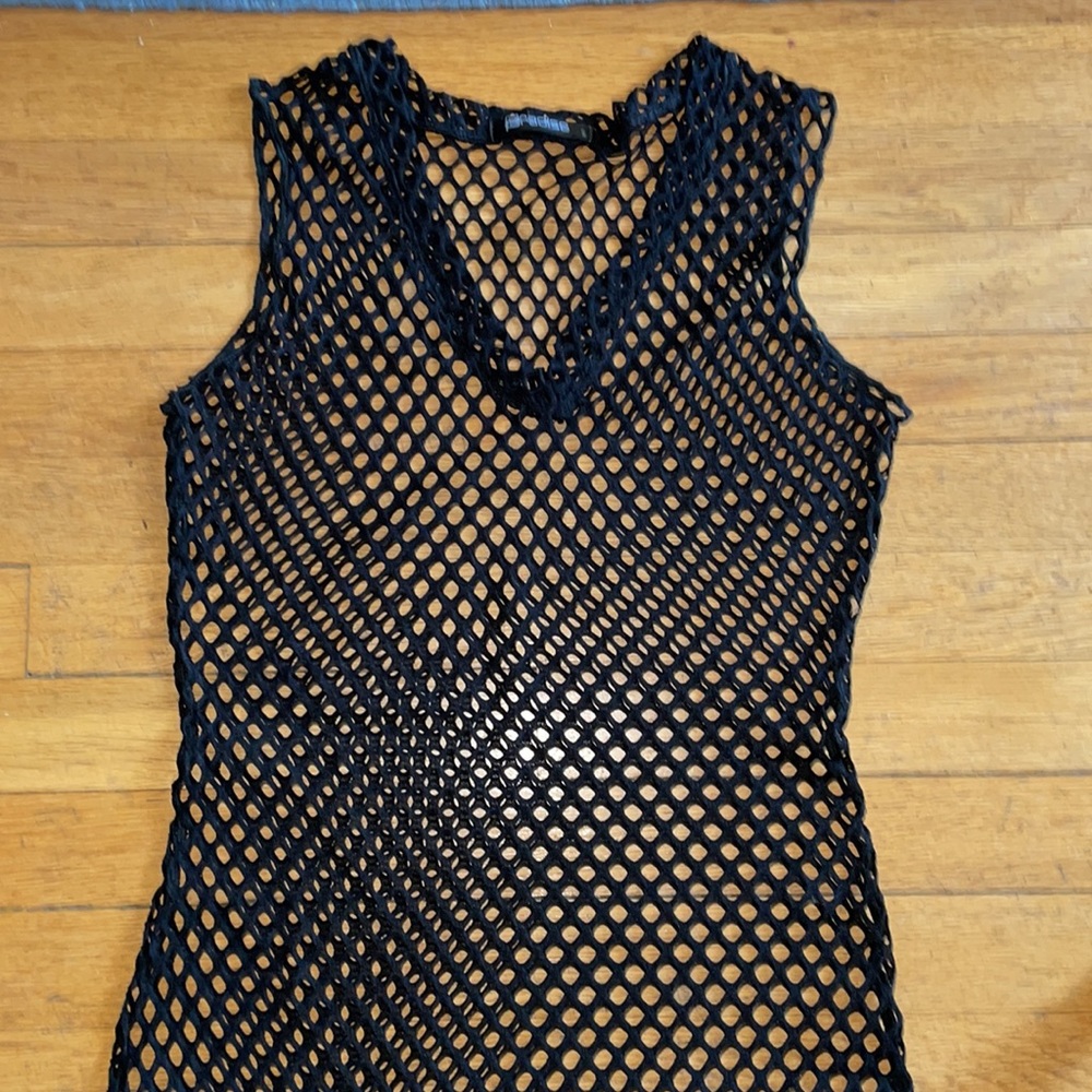 NWT BLACK FISHNET SWIM COVERUP SMALL - Picture 3 of 4